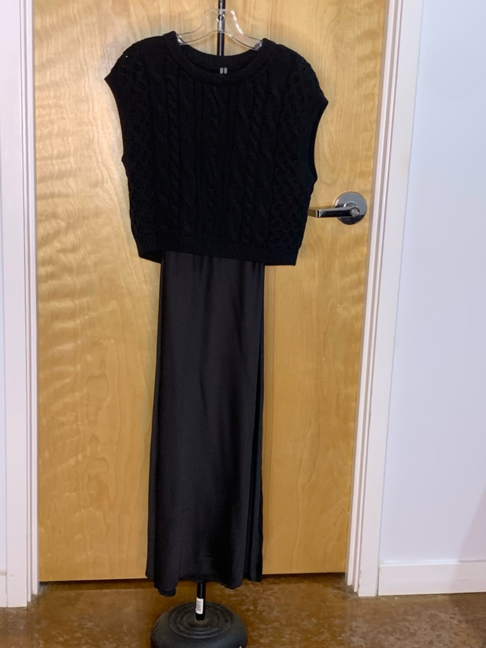 Anthropologie Twofer Black Cable Sweater & Slip Dress